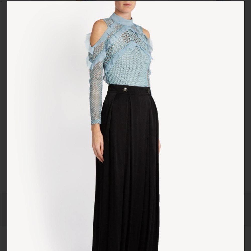 Self-Portrait pastel sky blue lace top ruffle chocker collar feminine Y2K sheer